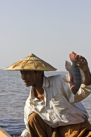 Fisherman on Inle Lakeのeditorial素材