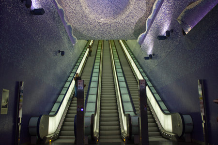 Naples, Italy, August 10, 2014: Naples subway, Toledo Station. The Art Stations, distributed along...
