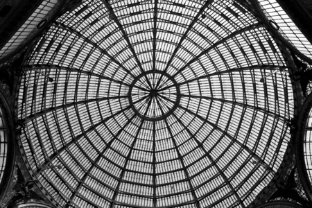 Naples, Italy, August 10, 2014: Umberto I gallery atrchitectural detail, view of the  great glass-roofed arcade, perhaps the largest in the world.のeditorial素材