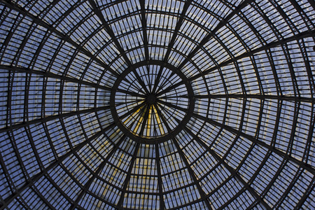 Naples, Italy: Umberto I gallery architectural detail, view of the  great glass-roofed arcade, perhaps the largest in the world.のeditorial素材