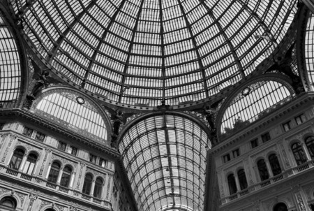 Naples, Italy: Umberto I gallery architectural detail, view of the  great glass-roofed arcade, perhaps the largest in the world.のeditorial素材