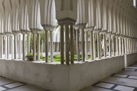 Amalfi, Italy, August 11, 2014: Amalfi Cathedral, Cloister of Paradise, built by Filippo Augustariccio between 1266 and 1268. The church is dedicated to the Apostle Saint Andrew.のeditorial素材