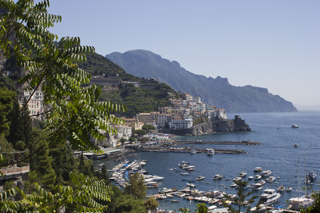 Amalfi, Italy, August 11, 2014: Amalfi Coast. The Amalfi Coast (Italian: Costiera Amalfitana) is a stretch of coastline on the southern coast of the Sorrentine Peninsula in the Province of Salerno in Southern Italyのeditorial素材