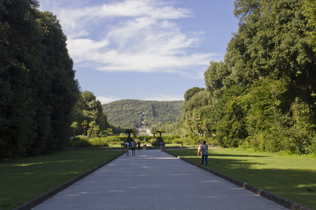 Caserta, Italy, August 14, 2014: Caserta Royal Palace, main park. In 1997, the palace was designated a UNESCOのeditorial素材