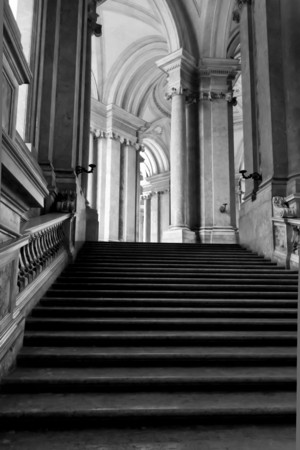 Caserta, Italy, August 14, 2014: Caserta Royal Palace, the honour Grand Staircase, projected by Italian Architect Luigi Vanvitelli in late 1700.のeditorial素材