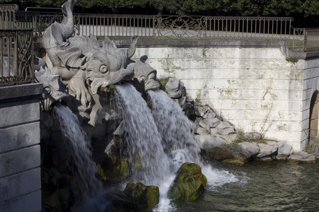 Caserta, Italy: Caserta Royal Palace garden. The park is a typical exemplar of the Italian garden, landscaped with vast fields, flower beds and, above all, a triumph of water games or dancing fountainsのeditorial素材