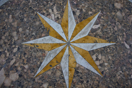 Caserta, Italy, August 14, 2014: Caserta Royal Palace, the honour Grand Staircase, floor detail, projected by Italian Architect Luigi Vanvitelli in late 1700.のeditorial素材