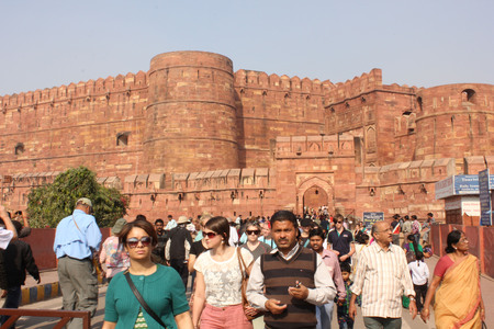 Agra, India, November 26, 2012. Agra Fort. The Agra Fort is an UNESCO World Heritage site located in Agra, Uttar Pradesh, India.The fort can be more accurately described as a walled city.のeditorial素材