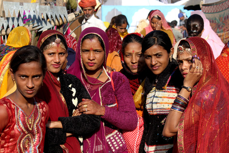 Pushkar, India, November 28, 2012: Beautiful Indian girl at Pushkar fair, in the Indian Rajasthan stateのeditorial素材