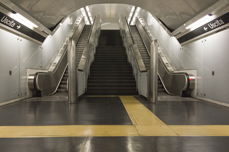 Naples, Italy: Naples underground, Museo station. Elevator detail.のeditorial素材