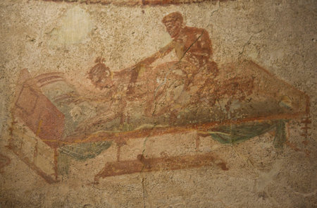 Pompei, Italy: Erotic Fresco from the largest Pompeii brothelのeditorial素材