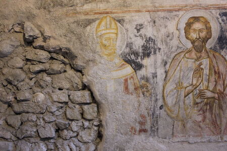 Amalfi, Italy: Fresco scenes of the Passion of Christ in the Crypt of Amalfi Duomo central Basilicaのeditorial素材
