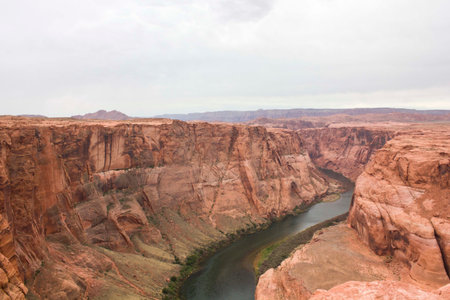 Horse shoe Bend, Colorado River, Page, Arizona (Usa), a fantastic shapes in the ancient sandstone.の写真素材