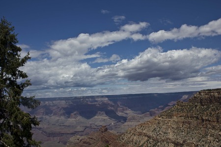 Arizona, USA: The beauty of Grand Canyon. Grand Canyon National Park, a powerful and inspiring landscape, overwhelms the senses through its immense size.nA unique combinations of geologic color and erosional forms decorate a canyon. View from the south riの写真素材
