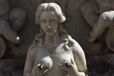 Amalfi, Italy: Fountain on piazza Duomo. Architectural detailの写真素材