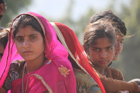 Pushkar, India: Beautiful Indian girl at Pushkar fair, in the Indian Rajasthan stateのeditorial素材