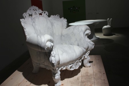 MILAN, ITALY: APR 11: Proust Chair by Alessandro Mendini at Solid senses design stand during the Milan Furniture Fair in Ventura district in Milan, On April 11 2014のeditorial素材