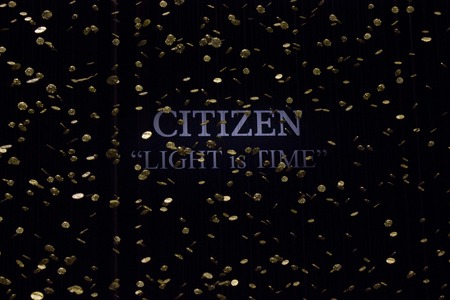 MILAN, ITALY - APRIL 7: Installation \"Light is Time\" by Citizen at Triennale di Milano, designed by architect Tsuyoshi Tane, during Milan Design Week 2014のeditorial素材