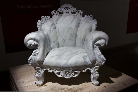 MILAN, ITALY: APR 11: Proust Chair by Alessandro Mendini at Solid senses design stand during the Milan Furniture Fair in Ventura district in Milan, On April 11 2014のeditorial素材