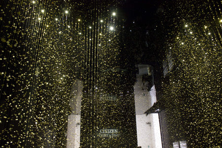 MILAN, ITALY - APRIL 12: Installation \"Light is Time\" by Citizen at Triennale di Milano, designed by architect Tsuyoshi Tane, during Milan Design Week 2014のeditorial素材