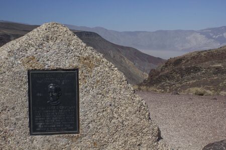 DEATH VALLEY, USA - AUG 9 2013: Father Crowley Point, Scenic view point, Death Valley, with its memorialの写真素材
