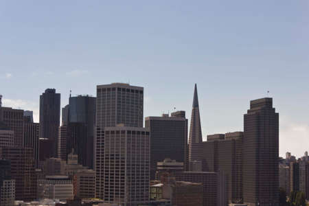 SAN FRANCISCO, USA - AUG 11 2013: Close up of skyscraper and San Francisco cityscape during a sunny dayのeditorial素材