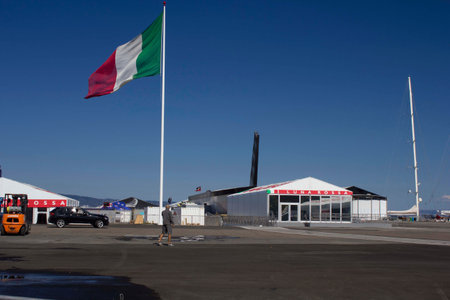 SAN FRANCISCO, USA - AUG 11 2013: Luna Rossa Box for the America's cup 2013 in san francisco, USA.のeditorial素材