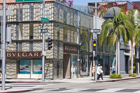 LOS ANGELES, USA - AUG 17 2013: Bulgari shop in the famous Rodeo Drive street in Beverly Hills...