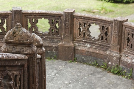 REGGELLO, ITALY: Close up of the balustrade outside Sammezzano Castle in Italyのeditorial素材