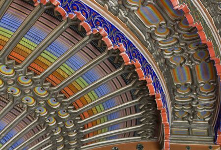 REGGELLO, ITALY - MAY 2 2015: Close up of the magnificent ceiling in the Peacock room of Sammezzano Castle in the heart of Tuscanyのeditorial素材