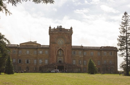 REGGELLO, ITALY - MAY 2 2015: Sammezzano Ancient  Castle in the heart of Tuscany, Italy, external facadeのeditorial素材