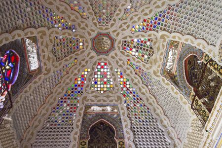 REGGELLO, ITALY - MAY 2 2015: Colorful glass ceiling with  different glass colours inside Sammezzano Castle in Italyのeditorial素材