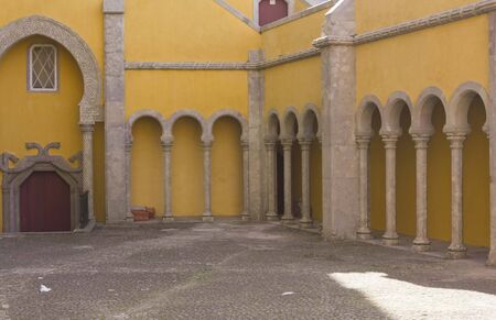 Courtyard of Sintra Nacional Palace in Portugal, with nobody aroundのeditorial素材