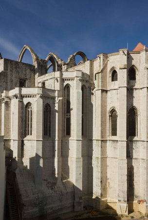 Overview of Convento do Carmo church in Lisbon, Portugalのeditorial素材