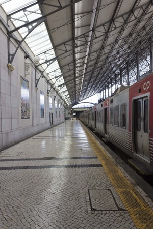 Train in Rossio Station in Lisbon, Portugalのeditorial素材