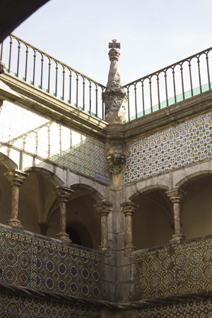 Interior Facade of Sintra National Palace in Portugal, in its yardのeditorial素材