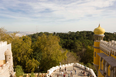 SINTRA, PORTUGAL - OCTOBER 25 2014: Landscape view from the terrace of Sintra National Palace in...