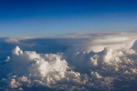 Clouds background as seen from the airplane, flying over Lisbon