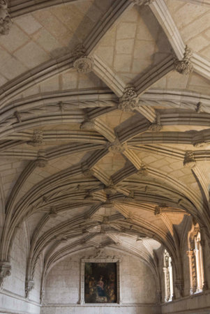LISBON, PORTUGAL - OCTOBEr 24 2014: Room interiors of Jeronimos monastery in Lisbon, with vaulted ceilingのeditorial素材