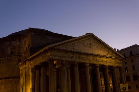 ROME, ITALY - DECEMBER 30 2014: Pantheon building at twilight in Rome, architectural view with no peopleのeditorial素材
