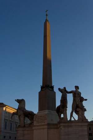 ROME, ITALY - DECEMBER 30 2014: Obelisk of Montecitorio in Romeのeditorial素材