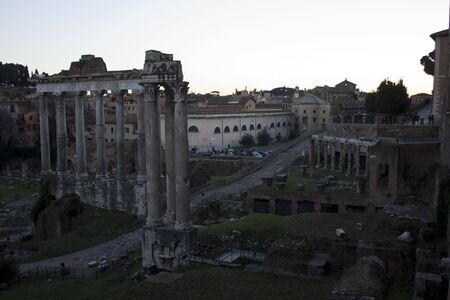 ROME, ITALY - JANUARY 1 2015: View from the top of the Roman Forum, Foro romano, in Rome, Italyのeditorial素材