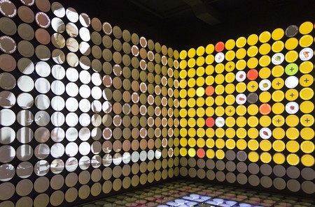 MILAN, ITALY - JUNE 29 2015: Colorful plates display in the Spain Pavilion at Expo 2015 in Milan, Universal exhibition on the theme of food.のeditorial素材