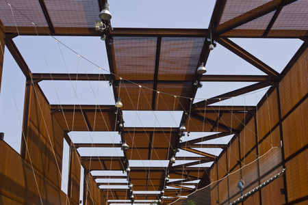 MILAN, ITALY - OCTOBER 12 2015: Close up of the roof of Brazilian pavilion at Expo in Milan, held in 2015 from May to Octoberのeditorial素材