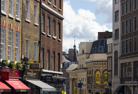 LONDON, UNITED KINGDOM - SEPTEMBER 12 2015: Looking up at builings in London City Centre, near Covent Gardenのeditorial素材