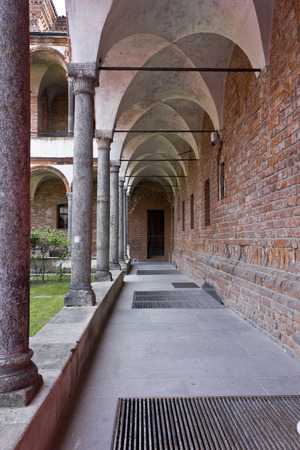 MILAN, ITALY - APRIL 14 2015:  Aisle of the "Lavatory cloister" of the UniversitÃ  Statale (State University) ancient building in Milan, Italyのeditorial素材