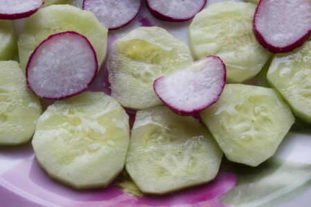 LASTRA A SIGNA - JULY 25 2015: Fresh salad of cucumbers and radishのeditorial素材