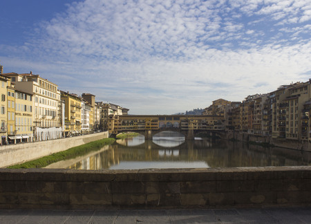 FLORENCE, ITALY - NOVEMBER 25 2015: Day view of historic Ponte Vecchio bridge in Florence, Italyのeditorial素材