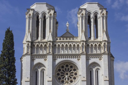 NICE, FRANCE - APRIL 23 2017: Architectural detail of Notre Dame de Nice church, Franceのeditorial素材