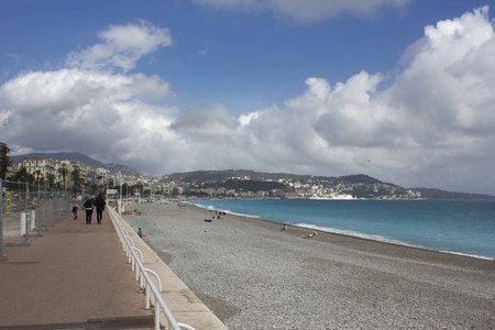 NICE, FRANCE - APRIL 23 2017: Nice coastline, facing the Promenade des Anglaisのeditorial素材